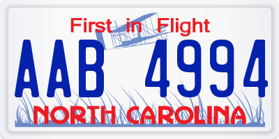 NC license plate AAB4994