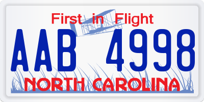 NC license plate AAB4998