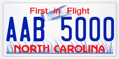 NC license plate AAB5000