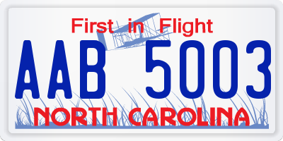 NC license plate AAB5003