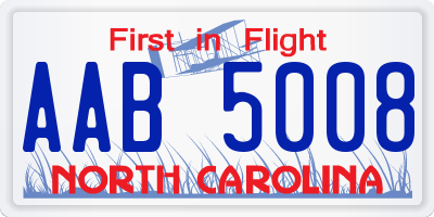 NC license plate AAB5008