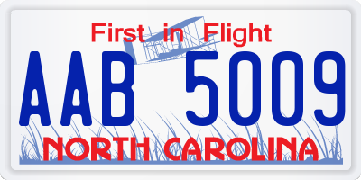 NC license plate AAB5009