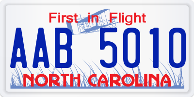 NC license plate AAB5010