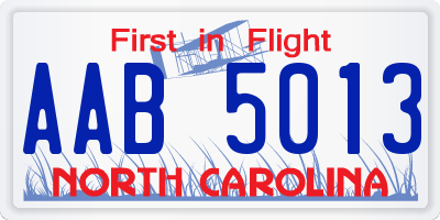 NC license plate AAB5013