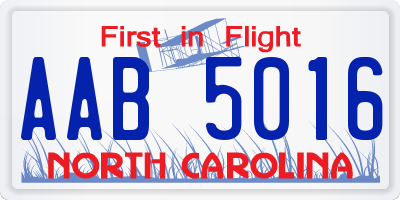 NC license plate AAB5016