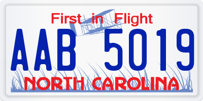 NC license plate AAB5019