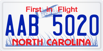 NC license plate AAB5020