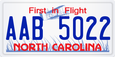 NC license plate AAB5022