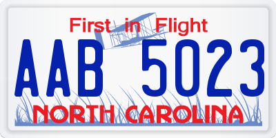 NC license plate AAB5023