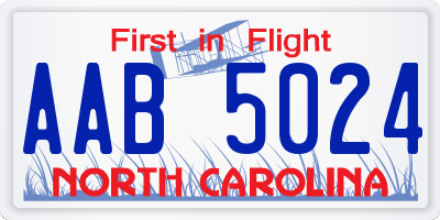 NC license plate AAB5024