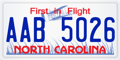 NC license plate AAB5026