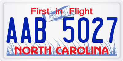 NC license plate AAB5027