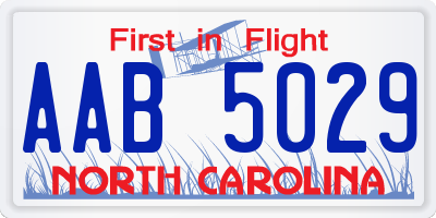 NC license plate AAB5029