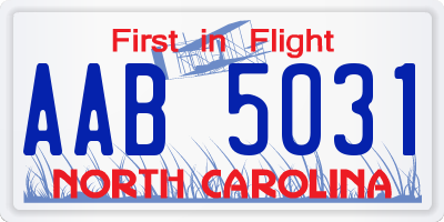NC license plate AAB5031