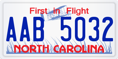 NC license plate AAB5032