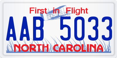 NC license plate AAB5033