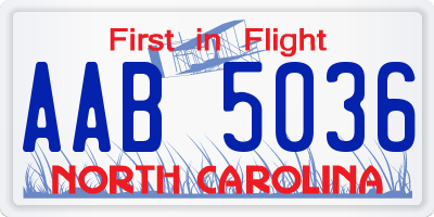 NC license plate AAB5036