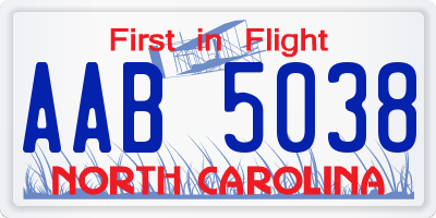 NC license plate AAB5038