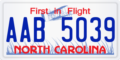 NC license plate AAB5039