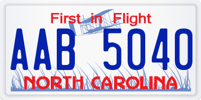 NC license plate AAB5040