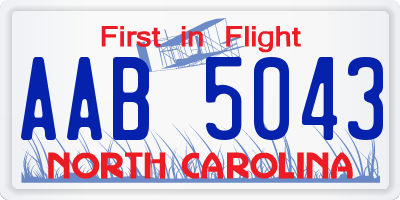 NC license plate AAB5043