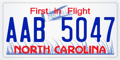 NC license plate AAB5047