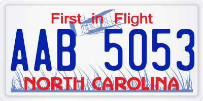 NC license plate AAB5053