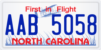NC license plate AAB5058