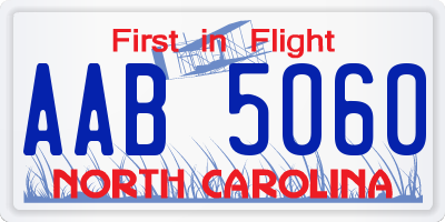 NC license plate AAB5060