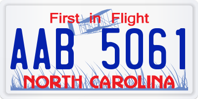 NC license plate AAB5061