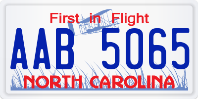 NC license plate AAB5065