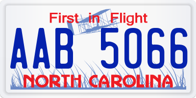 NC license plate AAB5066