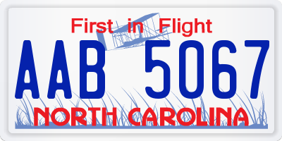 NC license plate AAB5067