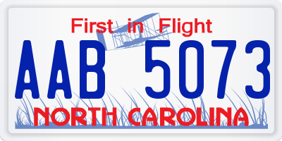 NC license plate AAB5073