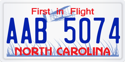 NC license plate AAB5074