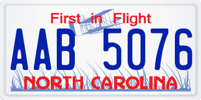 NC license plate AAB5076