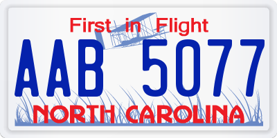 NC license plate AAB5077