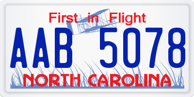 NC license plate AAB5078