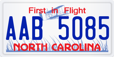 NC license plate AAB5085