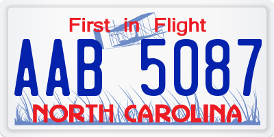 NC license plate AAB5087