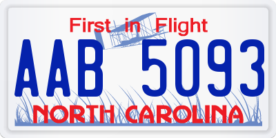 NC license plate AAB5093