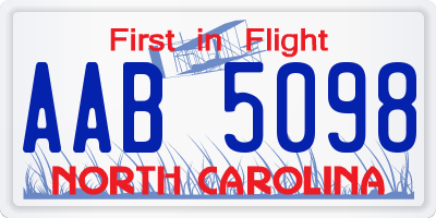 NC license plate AAB5098