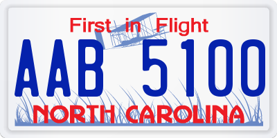 NC license plate AAB5100