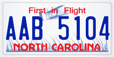 NC license plate AAB5104