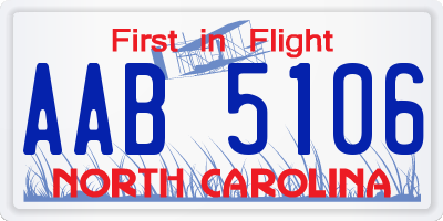 NC license plate AAB5106