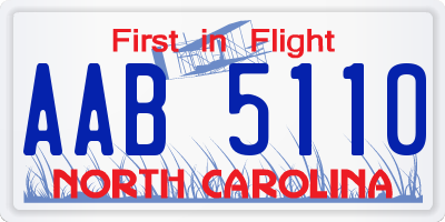 NC license plate AAB5110