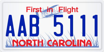 NC license plate AAB5111