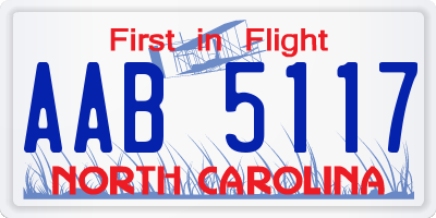 NC license plate AAB5117