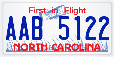 NC license plate AAB5122