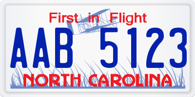 NC license plate AAB5123